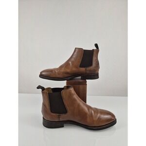 FRYE Bowery Chelsea Boots Mens 10.5 Tan Cognac Leather Pull On Ankle Boot